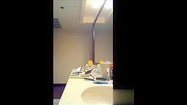 Son's Secret Bathroom Cam Catches Hot Mom Naked & Wet, He Jerking his dick Watching