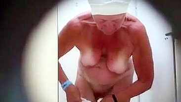 Horny Son Hides Cam To Film 60yo Mom's Juicy Shower Tits, Whacks Off Hardcore