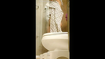 Horny Son Hides Cam Spyin' Busty Mom's Soapy Tits in Shower, Jerks Cock