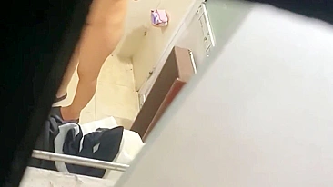 Horny Son Hides Spy Cam To Peep Busty Mom's Fat Tits In Shower & Beats Meat