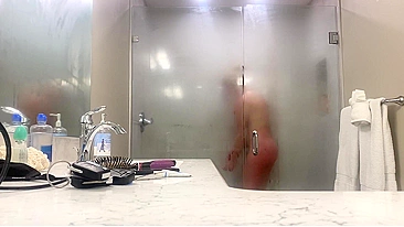 Sly Son Spy Cams Steamy Mom Shower Nudes, Pounds Meat To Her Wet Pussy & Giant Melons