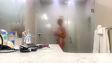 Sly Son Spy Cams Steamy Mom Shower Nudes, Pounds Meat To Her Wet Pussy & Giant Melons