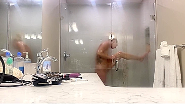 Sly Son Spy Cams Steamy Mom Shower Nudes, Pounds Meat To Her Wet Pussy & Giant Melons