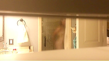 Clever Son Sets Up Hidden Cam to Perv on Mom's Naked Curves in Shower, Jerking to Cunt