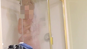 Son's Secret Cam Catches Mom's Thick Body Showerin, He Nutts to Her Sloppy Cunt