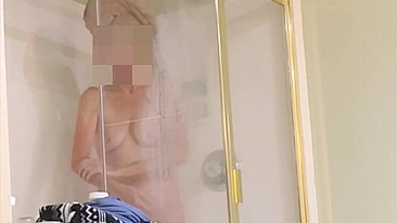Son's Secret Cam Catches Mom's Thick Body Showerin, He Nutts to Her Sloppy Cunt