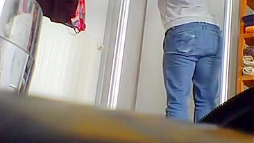 Horny Son Spy Cams Busty Mom's Wet Shower Pussy Peek & Jerks Cock to Her Fat Lips