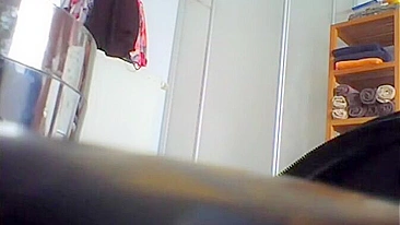 Horny Son Spy Cams Busty Mom's Wet Shower Pussy Peek & Jerks Cock to Her Fat Lips