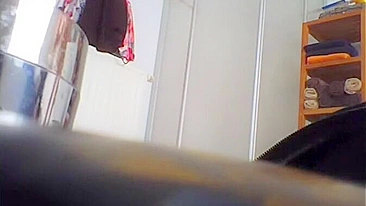 Horny Son Spy Cams Busty Mom's Wet Shower Pussy Peek & Jerks Cock to Her Fat Lips