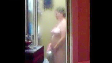 Trickster Son Spy Cams Mom's Juicy Shower Cunt & Strokes Dick Watchin' Her Curves