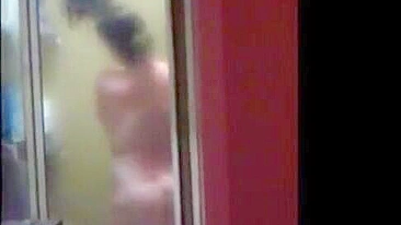 Trickster Son Spy Cams Mom's Juicy Shower Cunt & Strokes Dick Watchin' Her Curves