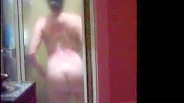 Trickster Son Spy Cams Mom's Juicy Shower Cunt & Strokes Dick Watchin' Her Curves