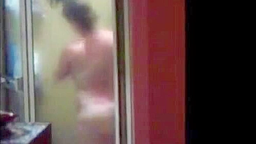 Trickster Son Spy Cams Mom's Juicy Shower Cunt & Strokes Dick Watchin' Her Curves