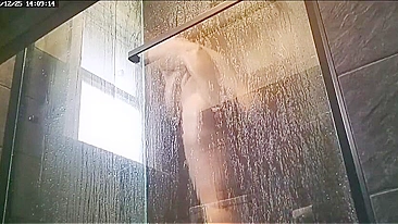 Naughty Son Secret Cams Mom's Soapy Melons Bounce, Jerking Hard To Her Pink Snatch