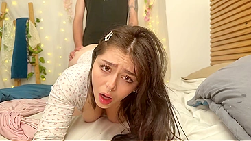 Sneaky Latina Stepdaughter Seduces Me Behind Wifey's Back - Tight Teen Pussy Wins