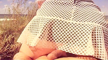 Horny MILF Mom Sneaks Off With Her Stepson On Public Beach For Nasty Quickie Fuck