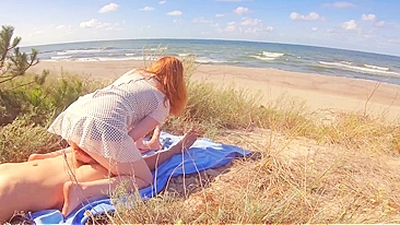 Horny MILF Mom Sneaks Off With Her Stepson On Public Beach For Nasty Quickie Fuck