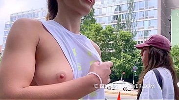 Wild Hubby Made Me Yank My Bra Off Downtown, Now My Big Tits Are On Full Display!