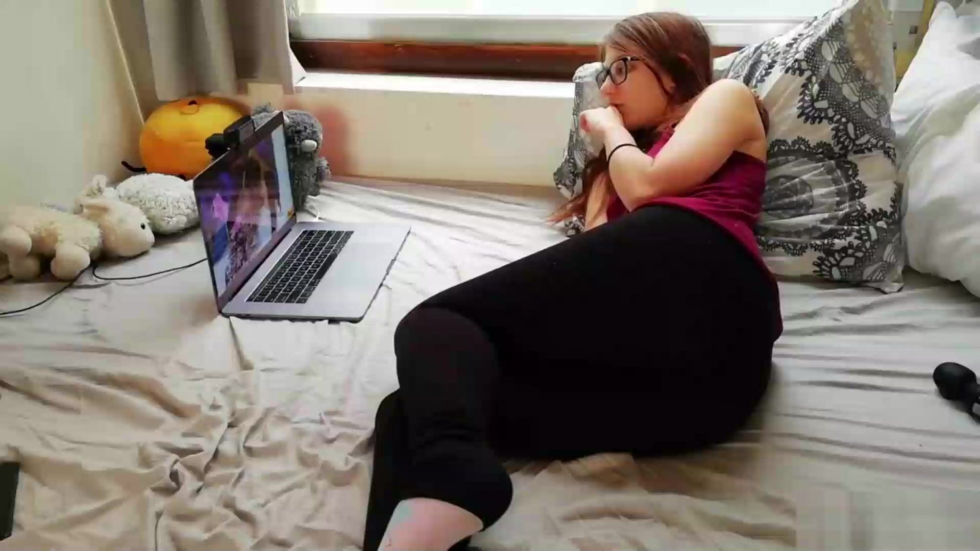 Hidden camera caught a sis masturbation while watch XXX video on my laptop AREA51.PORN picture